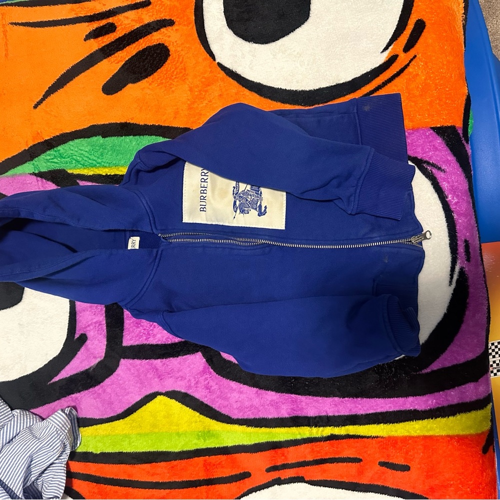 Burberry Royal Blue Hoodie with Logo Patch
